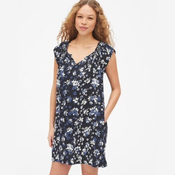 GAP Floral Print Raglan Sleeved Shift Dress - Picture 2 of 11
